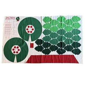 Vtg 90s Fabric Traditions Christmas Wreath Quilting Panel Cotton Holiday Craft